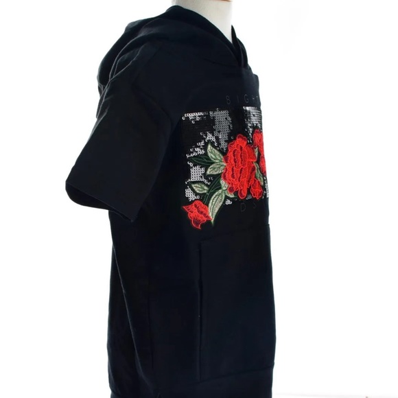 BOYS’ ROSE PATCH FRENCH TERRY HOODIE-BLACK - Picture 3 of 4